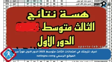 اعرف نتيجتك في امتحانات الثالث متوسط 2025 الدور الأول فوراً عبر الموقع الرسمي وnatiegna.com